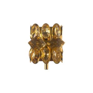Applique vintage en laiton doré et cristal de Palwa, 1960, Gaetano Sciolari