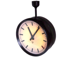 Grand horloge de gare double face en bakélite, vintage